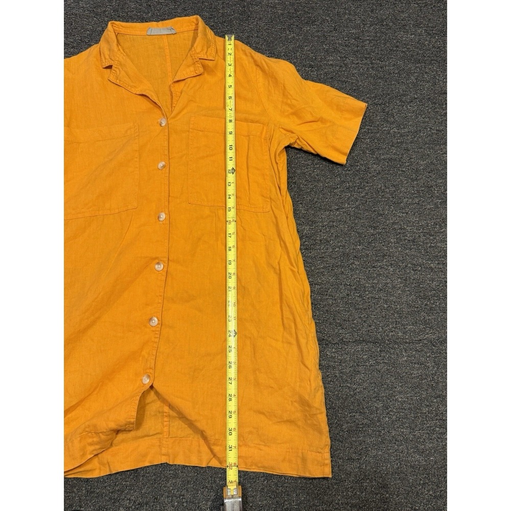 EVERLANE Linen Button Down Shirt Orange Short Sleeve Women Small Beach Tunic - Picture 6 of 7